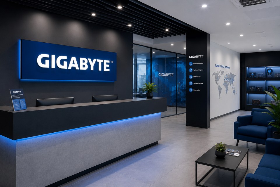 Зона приёма клиентов сервисного центра Gigabyte